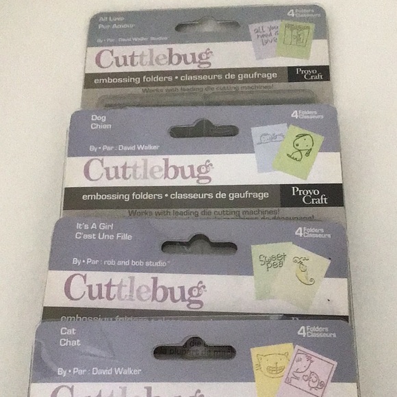 4 Sets Cuttlebug Embossing Folders Cat Dog Girl - Picture 7 of 9